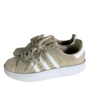Adidas Superstar Bold Beige Suede Shell Toe Sneaker Size 8